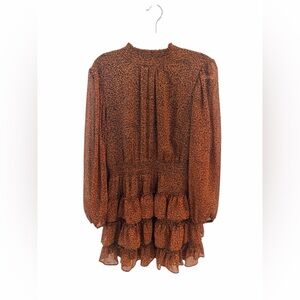 Express Long Sleeve Burnt Orange  Brown Dress